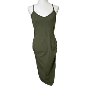 Boohoo Green Maternity Slip Dress with Spaghetti Straps